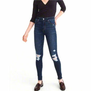 AF 2 Simone High Rise Super Skinny Distressed Blue Jeans Abercrombie & Fitch